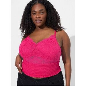 Torrid Pink Lace Crop Top